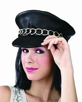 Фуражка кожаная черная с цепью, искусственная кожа, размер 56