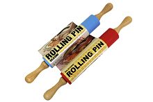 Скалка кулинарная ROLLING PIN силиконовая, деревянные ручки 43 см