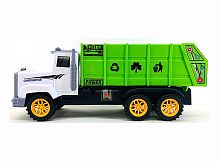 Машина-мусоровоз 2021Е, спецтехника, белая кабина, зелёный кузов