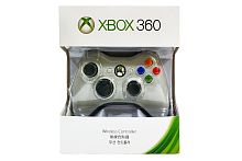 Джойстик беспроводной XBox 360 White (белая упаковка), питание от батареек АА х 2 штуки