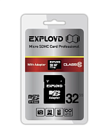Карта памяти Exployd MicroSDHC 32Gb Class 10 c адаптером SD