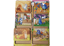 Набор сувенирных магнитов на подложке "Весна в Котофеевке" (Синие коты) 6 штук 