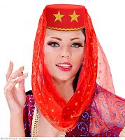 Шляпа для гарема с вуалью красная 25012, фетр искусственный, размер 56 