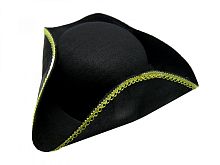 Треуголка с золотой каймой черная фетровая (шляпа пирата), размер 56