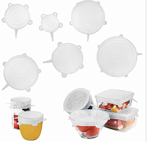 Набор силиконовых крышек SILICONE SEALING LIDS, 6 штук, цвет Прозрачный