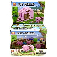 Конструктор SHUAI My World "Свиноферма 4в1" SH042, 117-121 деталей ЦЕНА ЗА 1 ШТУКУ!
