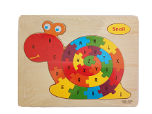 Пазлы деревянные ЖИВОТНЫЕ Улитка, на фанерной площадке (MIF), с английским алфавитом