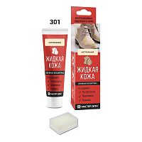 Жидкая кожа "Мастер сити ОК" для ремонта кожи 301 НАТУРАЛЬНЫЙ, туба 30 мл (красная коробка) со спонж