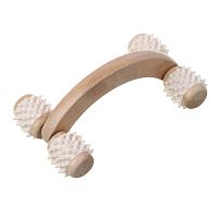 Массажный роллер SILAPRO Max, 4 ролика, деревянный, пвх, размер 16,5х6х9 см 