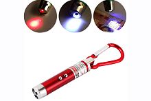 Лазер-брелок фонарик + УФ 3в1 Ø 1,2*7 см с карабином