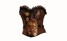 Корсет Леди-Стимпанк женский AC81301, коричневый полиэстер,искусственная кожа, металл, размер 44-46