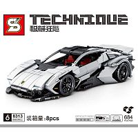 Конструктор SY Technique "Ламборджини", 684 детали, пластик, белый/серый