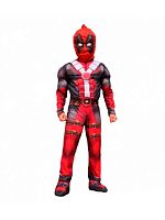 Костюм Дэдпул детский (костюм, шапка с глазами, пояс) полиэстер, красный, 9-10 лет рост 95-110 см