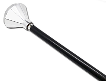 Трость с Бриллиантом серебряная, черная пластиковая, длина 102 см