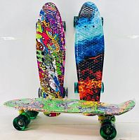 Скейтборд пениборд цветной принт, размер 55*14 см
