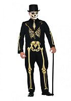 Костюм Скелет официальный (галстук, штаны, жакет), черный полиэстер, размер 46-48