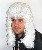 Парик Судьи белый кудрявый, синтетическое волокно, длина 45 см