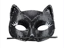 Полумаска Кошка черная 03633, полиэстер, пластик, без размера