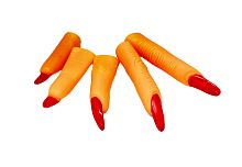 Пальцы накладные с красными ногтями, бежевая, красная пластмасса, 5 штук 