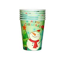 Стаканы НАБОР "Новогодняя компания Merry Christmas" 1502-1192, бумажные, высота 10см, 270мл, 6 шт/уп