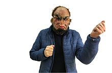 Маска Байкер хулиган (полумаска) 96570, черный, коричневый латекс, ткань, размер взрослый