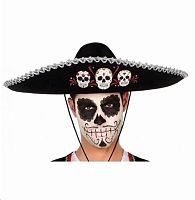 Сомбреро День Мертвых, черный искусственный фетр, карнавальное, размер 56