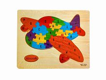 Пазлы деревянные ТЕХНИКА Самолет, на фанерной площадке (MIF), с английским алфавитом