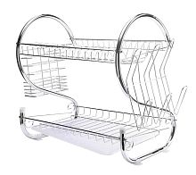 Сушилка для тарелок, 2 уровня, нержавеющая сталь, размер в сборе 48х26х38 см