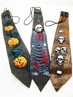 Галстук для Хэллоуина латекс, черный/оранжевый, размер 42*8 см