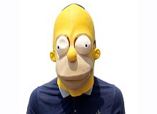 Маска Гомер Симпсон из мультсериала "Симпсоны", желтый, коричневый латекс, размер взрослый