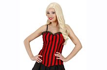 Корсет красный в полоску 7567T, красный полиэстер, размер M-L