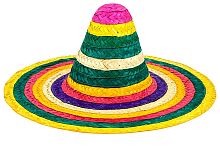 Сомбреро многоцветное Ø 50 см, разноцветная солома, размер 56