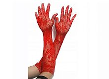 Перчатки элегантные кружевные КРАСНЫЕ, полиэстер, без размера