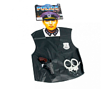 Жилет Полицейского набор (жилет, значок, наручники, пистолет), черный полиэстер, пластик, 43*39 см