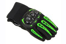 Перчатки для мотоспорта зеленые, с защитой, полиэстер, размер XL (9-9,5 см)