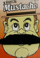 Усы широкие черные, синтетическое волокно, самоклеящиеся, размер 12*3,5 см