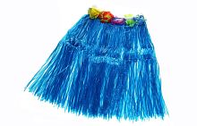Юбка Гавайская синяя, синтетическое волокно, длина 40 см