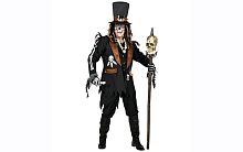 Костюм Жреца Вуду (куртка с жилетом и с шляпой) 10724, черный полиэстер, размер XL