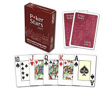 Карты для покера POKER STARS красные пластиковые, 54 штуки 