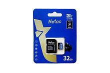 Карта памяти Netac MicroSDHC 32Gb P500 Standart Class UHS-I (90 Mb/s) 10 с адаптером SD