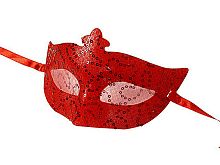 Маска красная в паутинке 9372R , пластик, ткань, без размера
