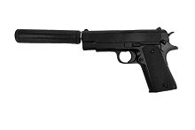 Пистолет металлический с глушителем V2+ AIRSOFT GUN калибр 6мм