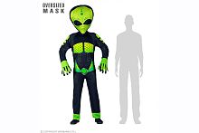 Костюм Пришелец из Космоса (Комбинезон, маска большая) черный, зеленый полиэстер, размер L/XL
