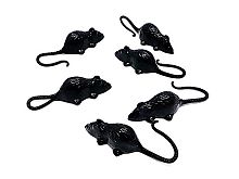 Мышки чёрные декоративные (набор 6 штук), пластмасса,  размер 7 см, 