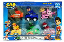 Щенячий патруль НАБОР 6 в 1 ЩЕНКИ МИНИ 3*4,5 см на мини машинках 7*4 см, стоят на площадках