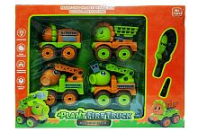 Машина конструктор НАБОР 4в1 + отвертка ЗОМБИ ПРОТИВ РАСТЕНИЙ PLANTS FIRETRUCK 40*31*9 см