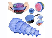 Набор силиконовых крышек SILICONE SEALING LIDS, 6 штук, цвет Синий 680575