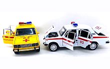 Машина "Жигули ВАЗ-2106 СКОРАЯ ПОМОЩЬ" DIE-CAST 1:24 металлическая 18х7х6 см.