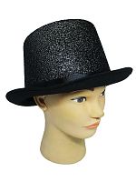 Цилиндр Фокусника черный, фетр, ткань, высота 12 см,  размер 56