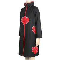 АНИМЕ Naruto Плащ АКАЦУКИ 暁 Красное облако на черном фоне с воротником-стойка, размер XL 